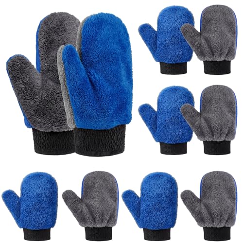 Yiyiring 10 Pack Paint Mitts Microfiber Terry Gloves Reusable Lint-free for Deck Stain Furniture Cleaning Waxing Polishing (Gray Blue)