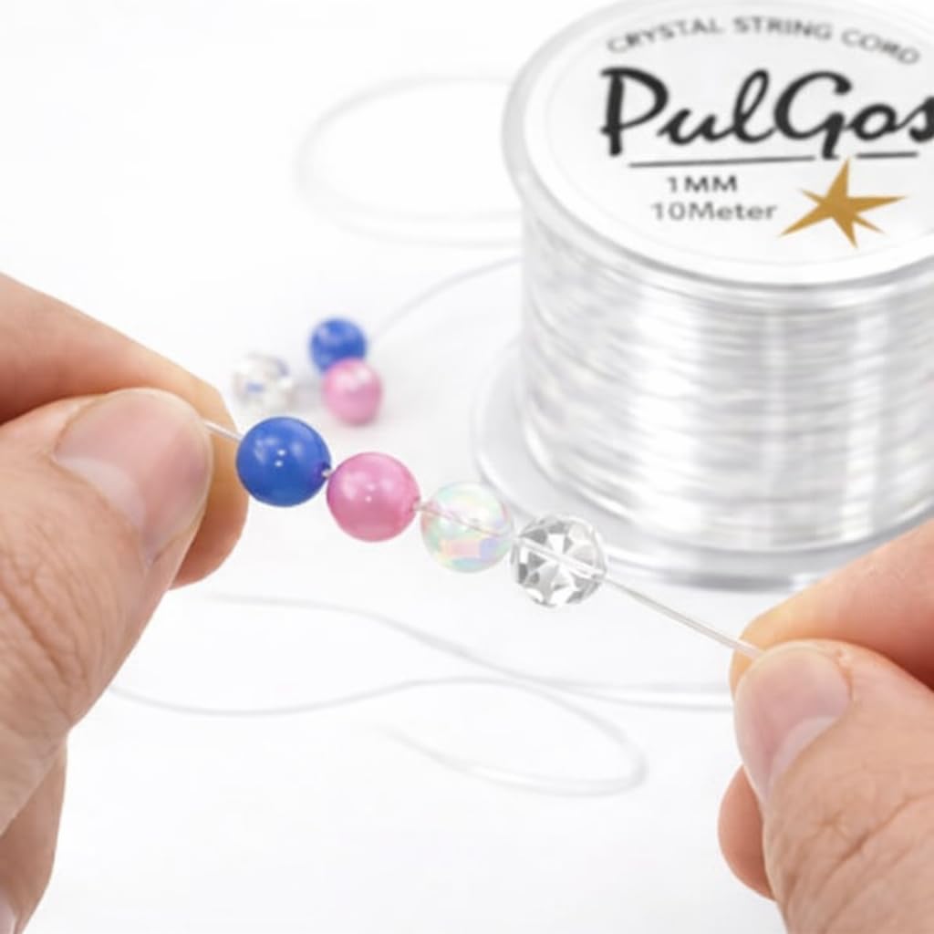 PulGos πππ Pack-π Crystal Elastic Cordβ1.0mm |Round Beading Thread for Bracelet Necklaces DIY Handmade Jewelry Making |Strong & Durable Spool for Crafting Flexible String for Beads & Accessories 2