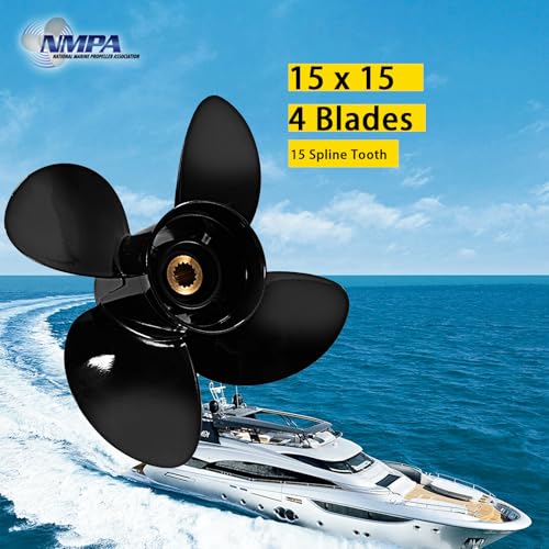 Image of VIF OEM Upgrade 15x15 Aluminum Boat Propeller for Yamaha 150hp 175hp 200hp 220hp 225hp 250hp 300hp F150 F175 F200 F225 Outboard Engines,15 Tooth, 4 Blades, Rh