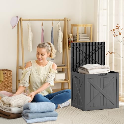 32 Gallon Outdoor Deck Box,Storage Lockable Waterproof Patio Furniture,Garden Tools,Cushions,Pool Accessories Outside Storage Resin Box(Black) - Image 3