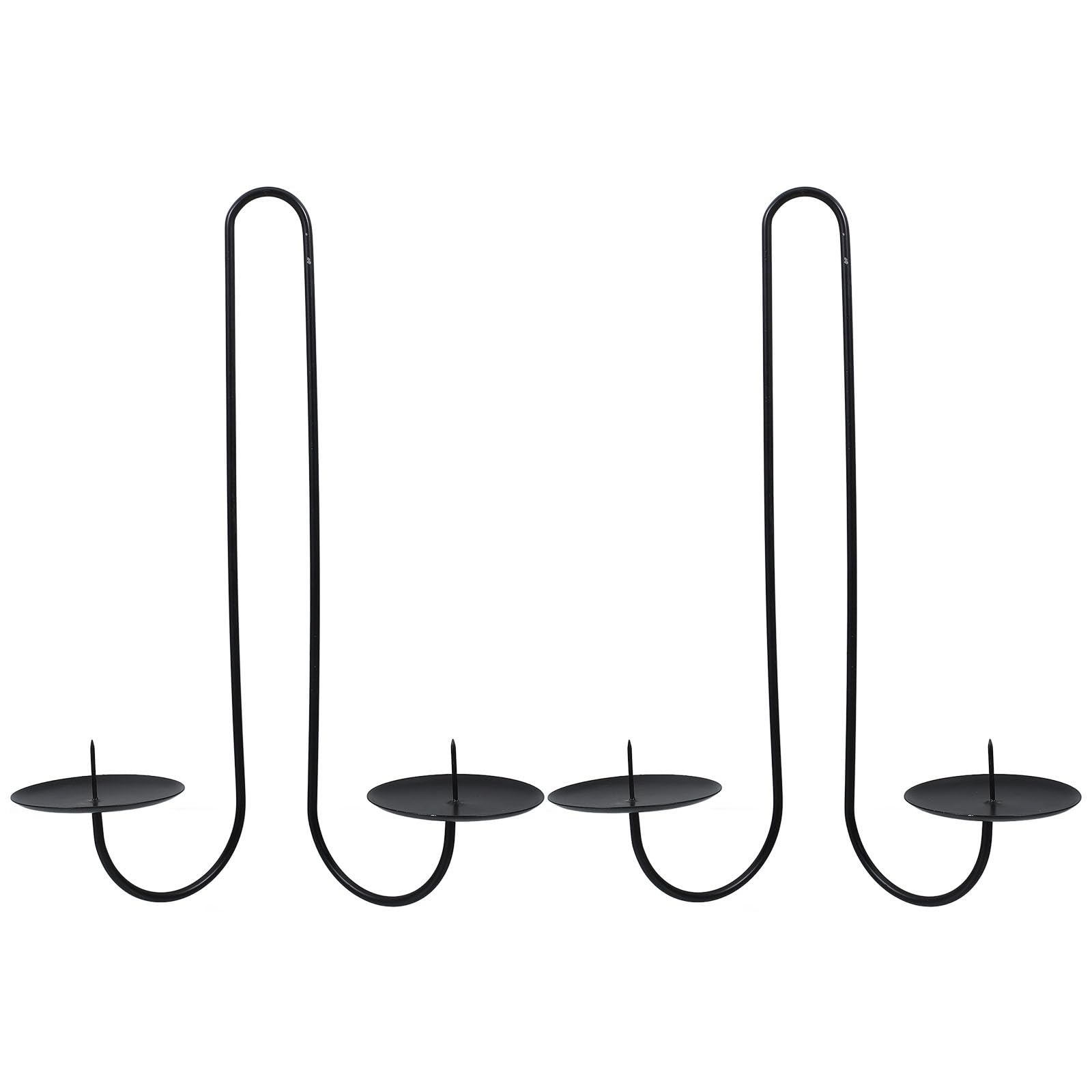Candelabro de pared de hierro negro con soporte estable, decoración moderna para salón, 2 uds