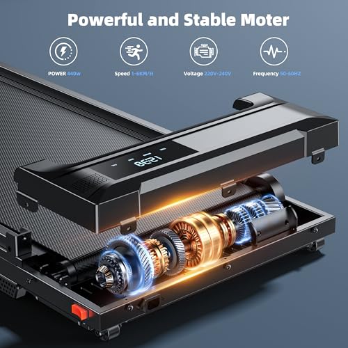 Image of Walking Pad Treadmill for Home - Folding Treadmills with Handle Bar Portable Compact Fold up Indoor Foldable Handles Electric Walk Pads Small Spaces Mini Running Quiet Under Bed Office