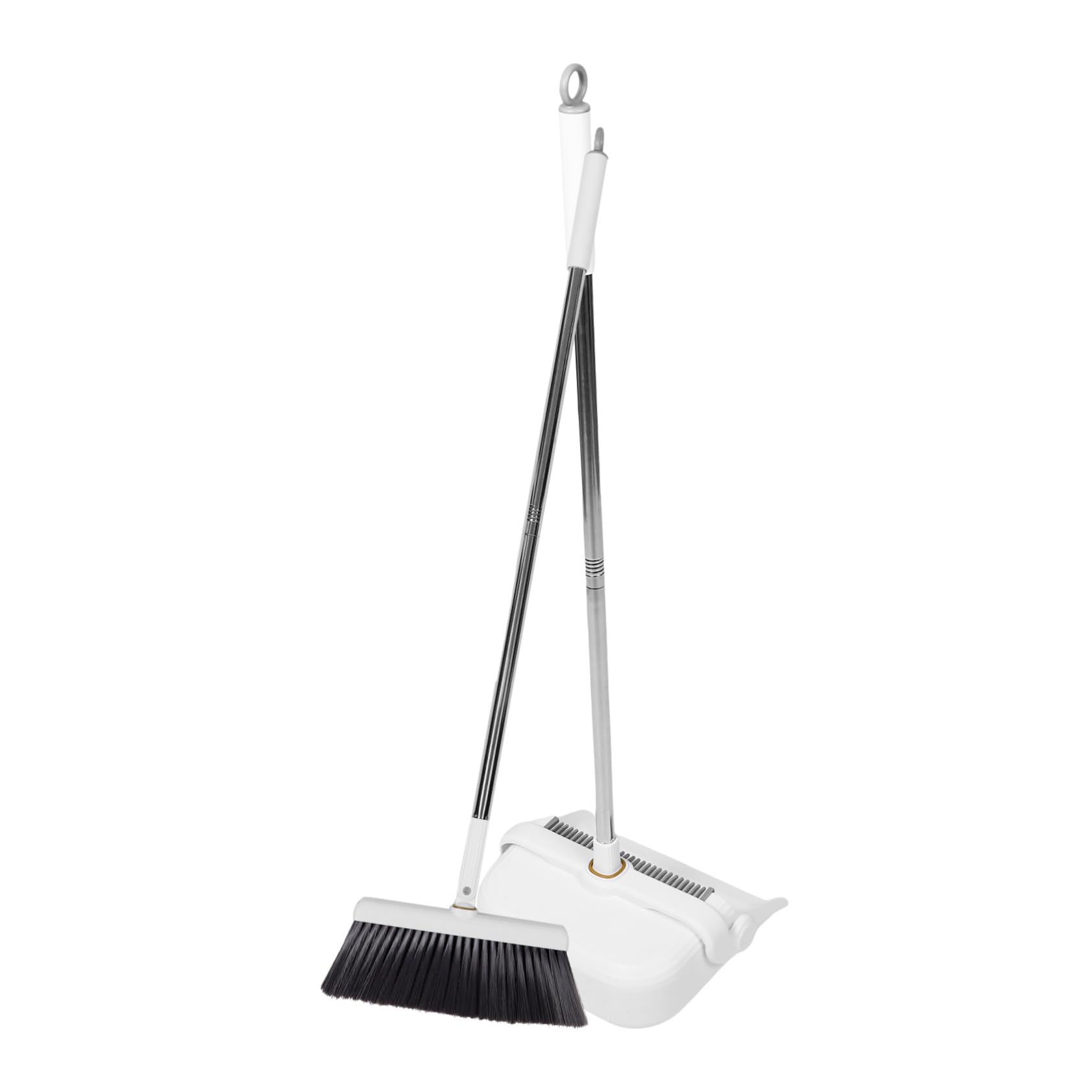 HOODANCOS 1Set Upright Self Cleaning Broom and Dustpan Set Space Saving Design for Office Kitchen and Home Soft Bristles for Gentle Easy Hair Maintenance