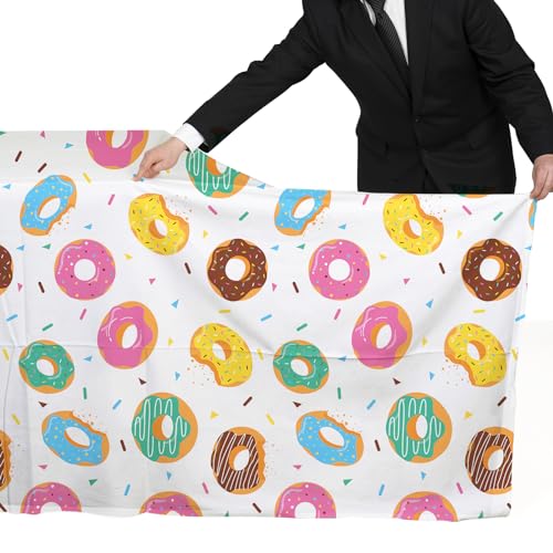Image of Gatherfun Donut Party Supplies: 2-Pack Donut Birthday Party Decorations,Disposable Plastic Tablecloth, Ideal Table Cover for Two Sweet Birthday, Baby Shower & Themed Parties, 54 x 108 Inch