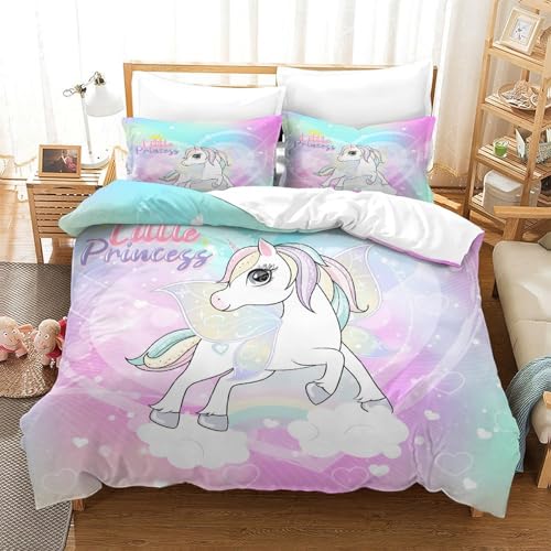 Parure de lit licorne en microfibre douce avec fermeture éclair - 3