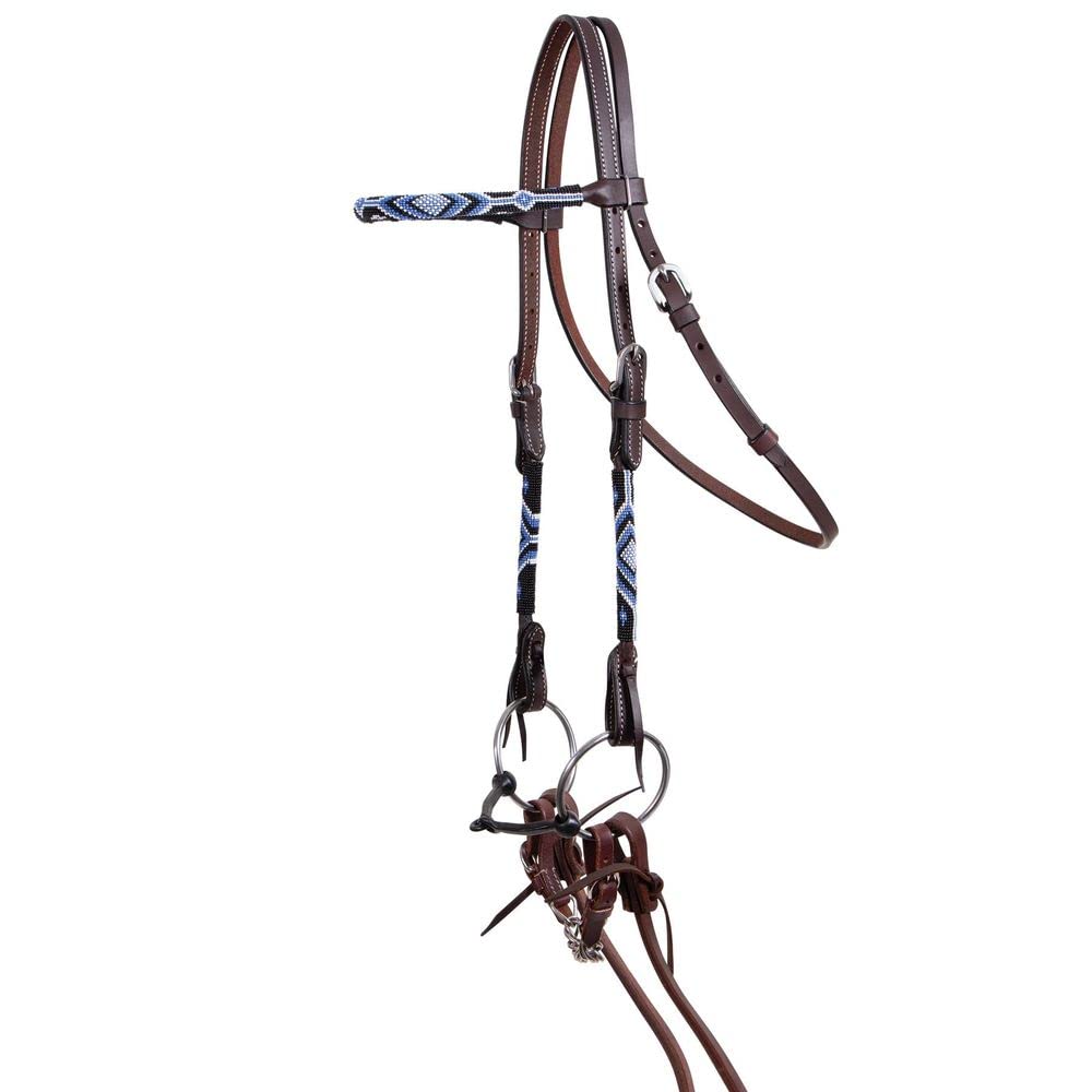 Schneiders Double S Beaded Browband Headstall | Equestrian Fashion & Function | Exceptional Strength | Attractive Beaded Design | Color Black | Size Full Horse