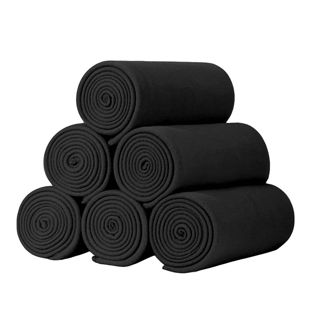 ZYFZCYBL Fleece Throw Blankets Lightweight Warm Soft Cozy Pet-Friendly Bulk Fleece Throw Blanket Solid for Home Bed, Sofa?Office,Gifts, Couch (Pack of 6-50 x 60 inch?Black)