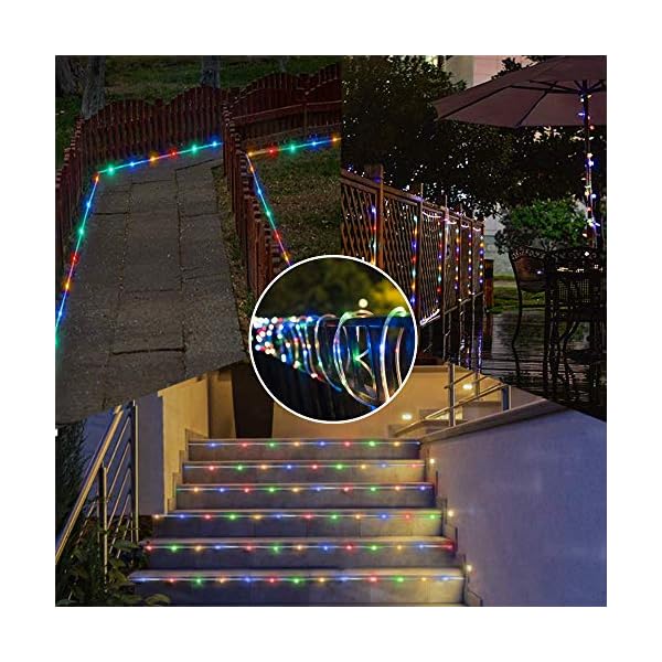 LED-Lichterkette, batteriebetrieben, 120 LEDs, 8 Modi, wasserdicht, dimmbar, Timer, mit Fernbedienung, für Garten… – Bild 6