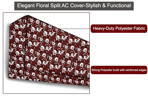 Image of The Furnishing Tree 1.5 Ton Split AC Cover for Indoor and Outdoor Units Floral Pattern Magenta