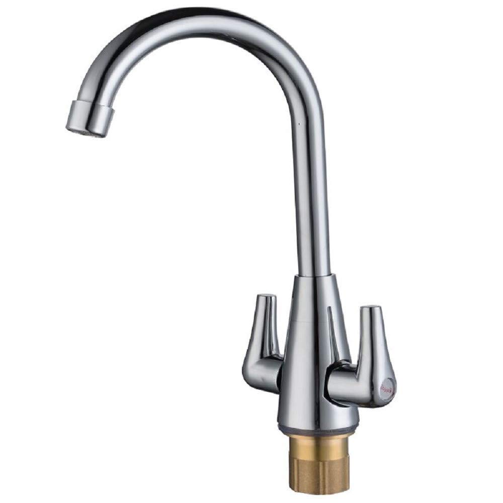 Kitchen Tap Double-Open Dish Basin Balcony Sink Laundry Pool Cold and Hot Water Faucet Taps Mixer