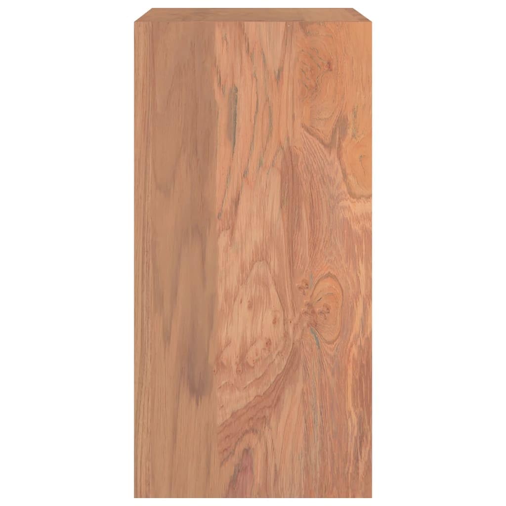Beistelltisch 45x30x60 cm aus Massivholz Teak, Rustikaler Couchtisch mit 2 Ablagefächern, Kleiner Nachttisch für Schlafzimmer und Wohnzimmer, Kompakter Telefontisch und Pflanzenständer