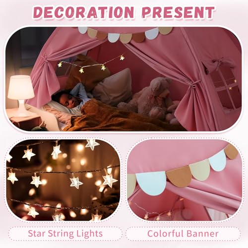 Bed Tent Twin, Bed Canopy for Kids Girls, Tents Toddler Portable Sleeping Tents Indoor, Pink Bunk Canopy Playhouse for Twin Size Bed - Image 5