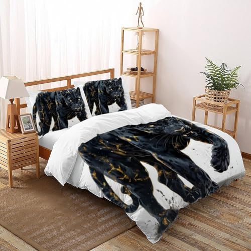 Housse de couette zippée guépard imprimé 3D en microfibre anti-plis super king