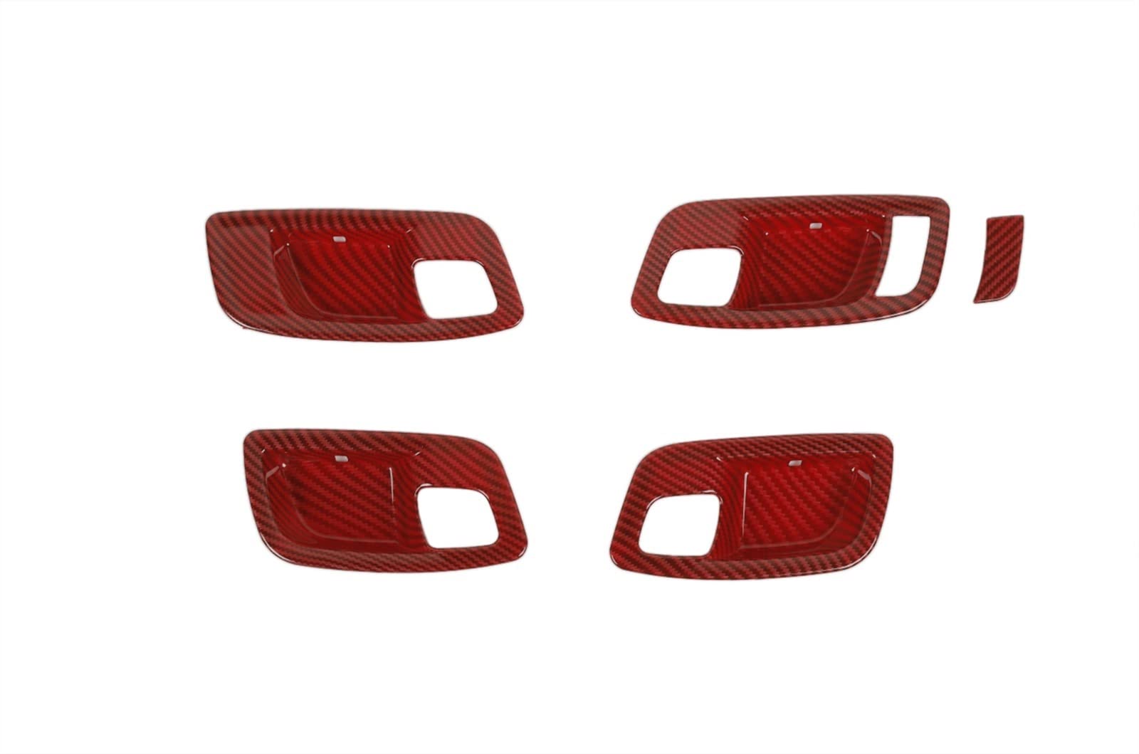Carbon Fiber Door Bowl Decoration Cover Stickers Car Accessories for Chrysler 300C 2011-2022(Red Carbon Fiber)