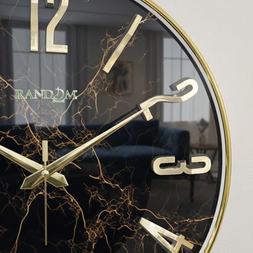 Image of RANDOM Silent Wall Clock, Non-Ticking Quartz Movement, Foiling Ring and 3D Numbers (Gold Accent)