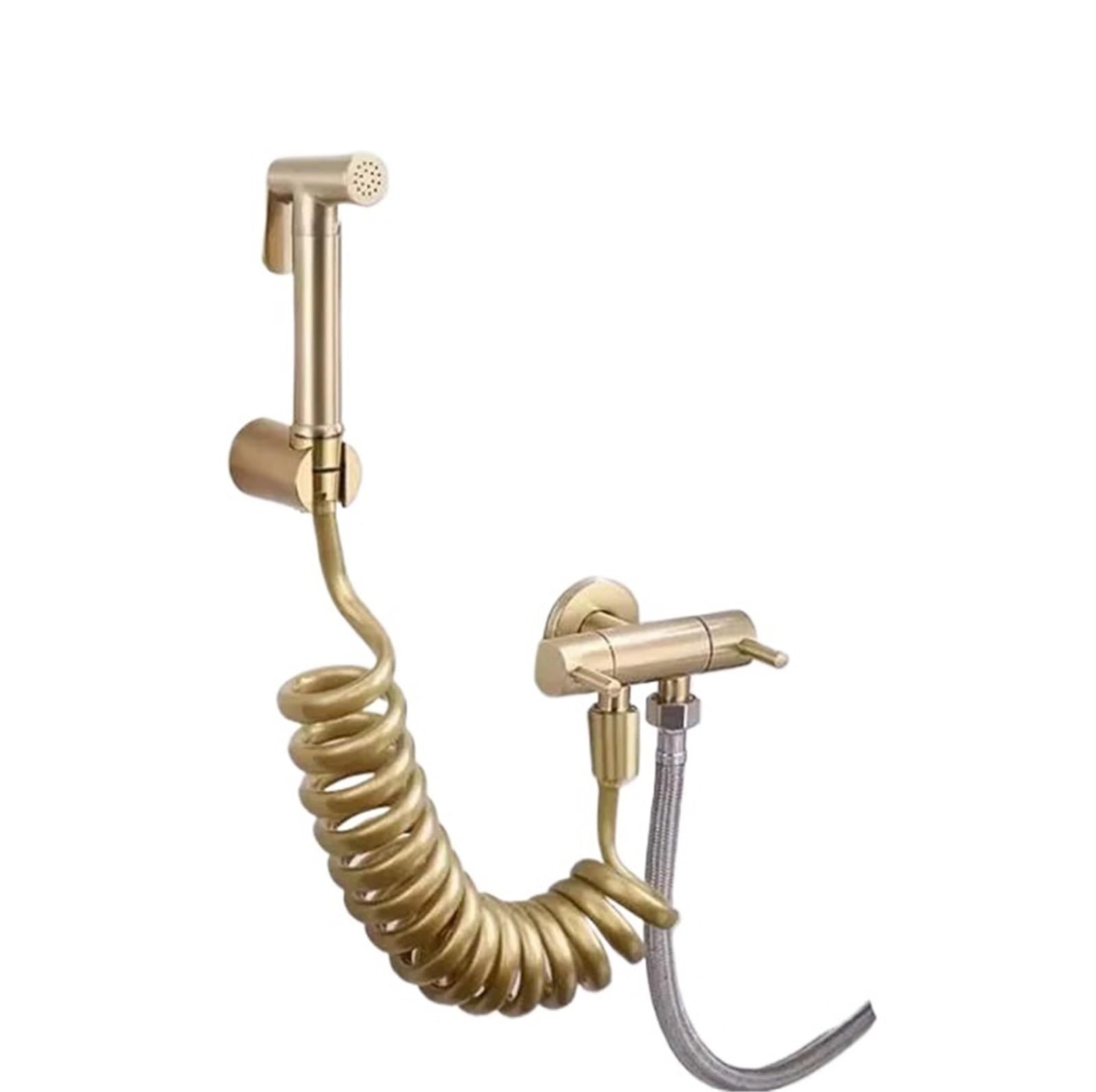 ZYCHSJXA Brushed Gold Douche Kit Hand Held Bidet Sprayer brassToilet Faucet Valve Jet Set hygienic Shower