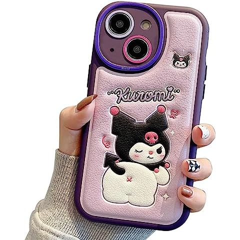 aartvark tees Compatible with iPhone 14 Plus Cute Case, TPU Leather Phone Emboss Cartoon case Soft Rubber Shockproof Protective for iPhone 14 Plus Case Cover for Women Girls (Purple Cute Girl) Cover