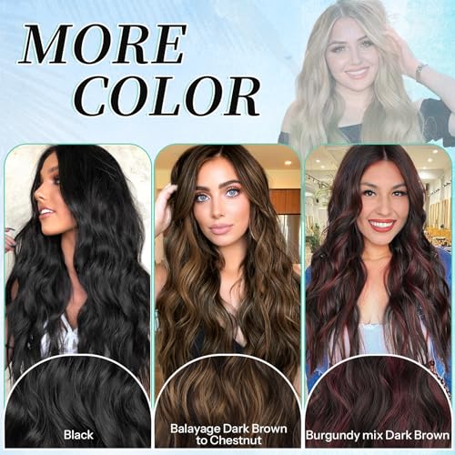 Image of KooKaStyle Clip in Synthetic Hair Extensions Long Wavy 4PCS Honey Blonde Mixed Light Fiber Double Weft Natural Hair Extensions 20 Inch for Women