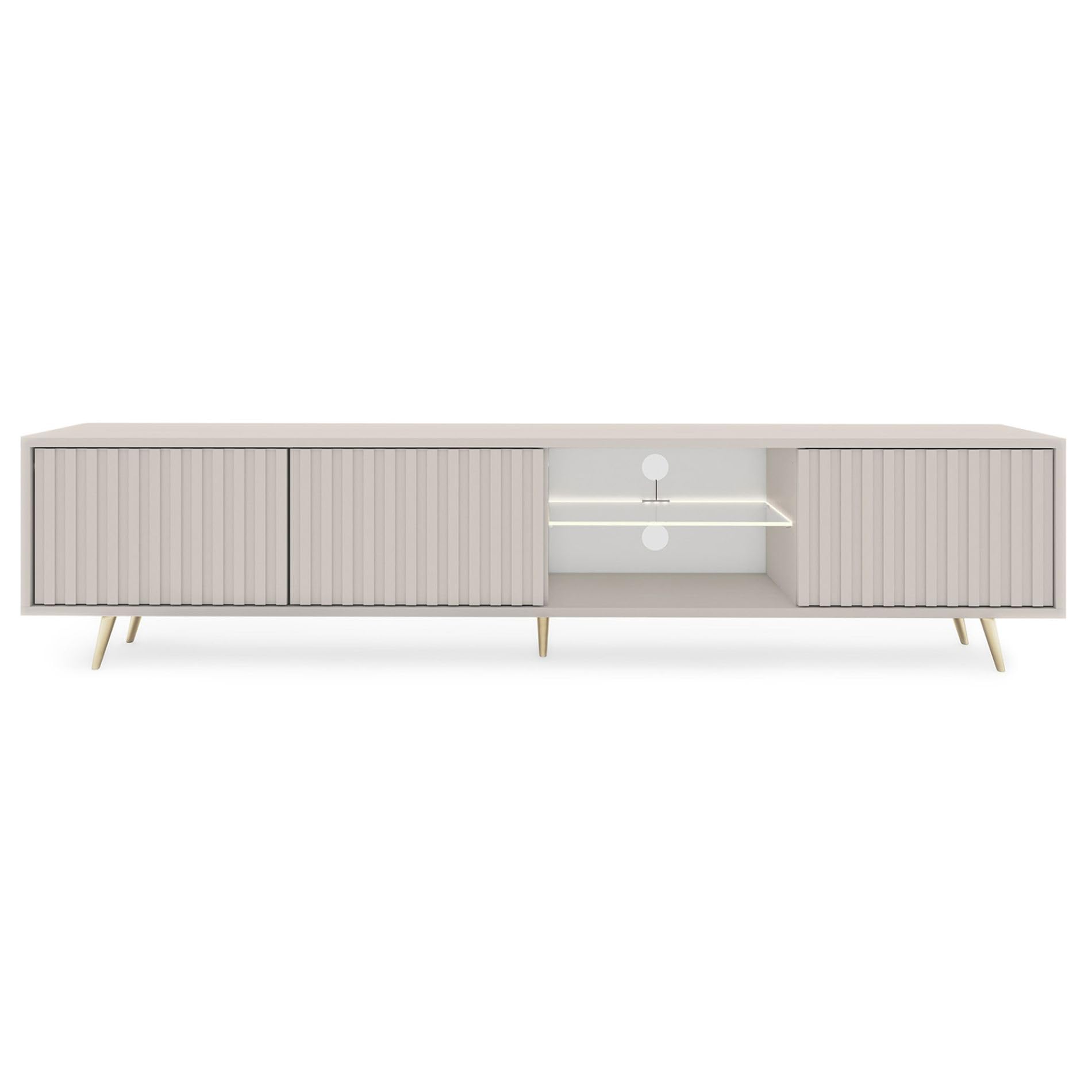 Selsey Mobile TV Mobile Porta TV Con Piedini Dorati 175 cm A Doghe Beige Grigio Bello