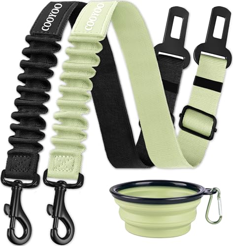 Image of COOYOO Dog Seat Belt,3 Piece Set Retractable Dog Car Adjustable Seatbelts for Vehicle Nylon Pet Safety Heavy Duty & Elastic & Durable Car Harness for Dogs