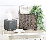 AuldHome Gray Washed Magazine/File Basket, Farmhouse Rustic Woven Willow Storage Basket
