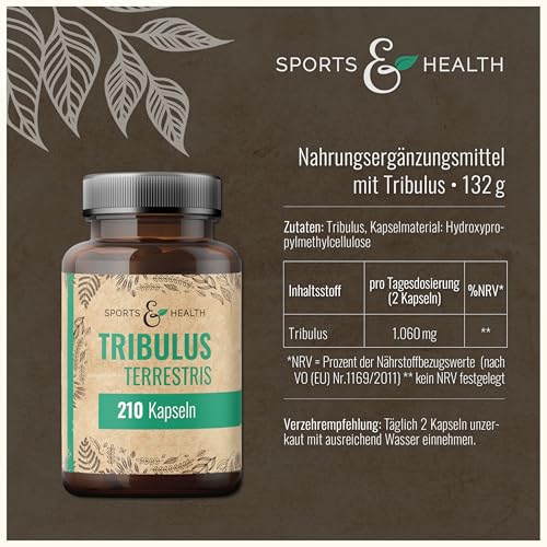 Tribulus Terrestris hochdosiert – 210 Kapseln – 90% Saponine – Vegan – Frei von Zusatzstoffen