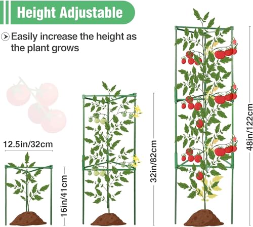 Image of ANPHSIN Sturdy Triangle Tomato Cage with Movable 15 Gal Grow Bags, 3 Sets