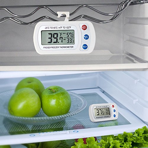 Digital Fridge Refrigerator Thermometer - Fridge/Freezer/Room Thermometer With Hook,Waterproof Large Lcd Display Max/Min Record, For Kitchen, Home, Restaurants (2Pack, Battery Included) #TOP6