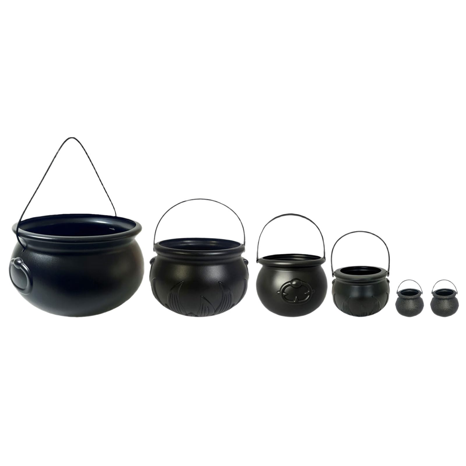 Of 6 Black Witch Cauldron Treat Buckets for Halloween Party Kids Candy Storage Bowls Witch Candy Container