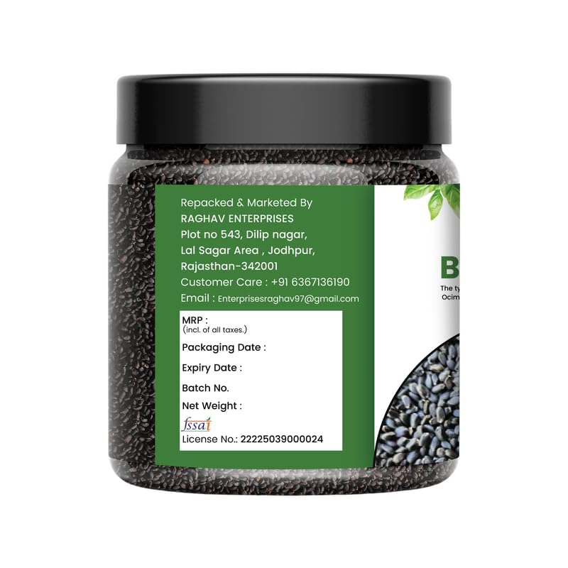 Image of NUTRIZAIKA Organic Sabja Seeds 500g | Basil Seeds Sabja, Tukmaria for Falooda, Digestion & Hydration - Gluten-Free, basil seeds for eating