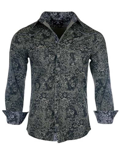 Rock Roll n Soul Men's Fashion ‘SYD’ Olive Long Sleeve Button-Up Shirt 8993