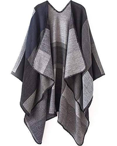 Image of Vocanbomor Women's Shawls and Wraps Open Front Poncho Cape Winter Sweater