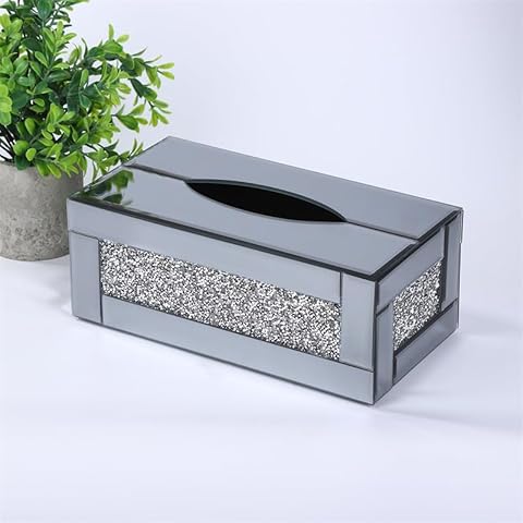 Deenz Elegant Silver Crystal Tissue Box Cover