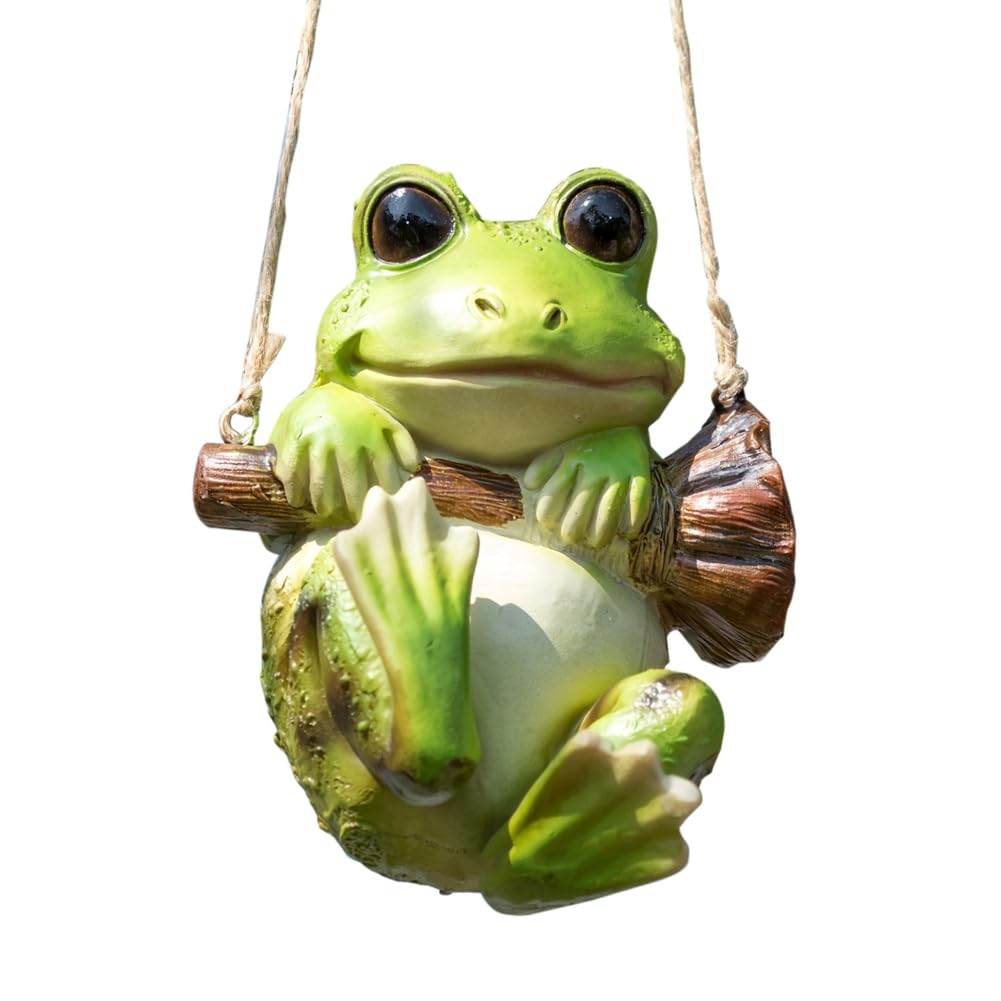 CTRLZS Swinging Resin Frog Craft Garden Animal Statue Ornament Garden Resin Decoration