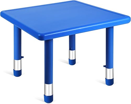 Mesa de plástico para aula de 24 pulgadas, mesa de actividades cuadrada de altura ajustable, muebles de aula, escritorio de actividades impermeable
