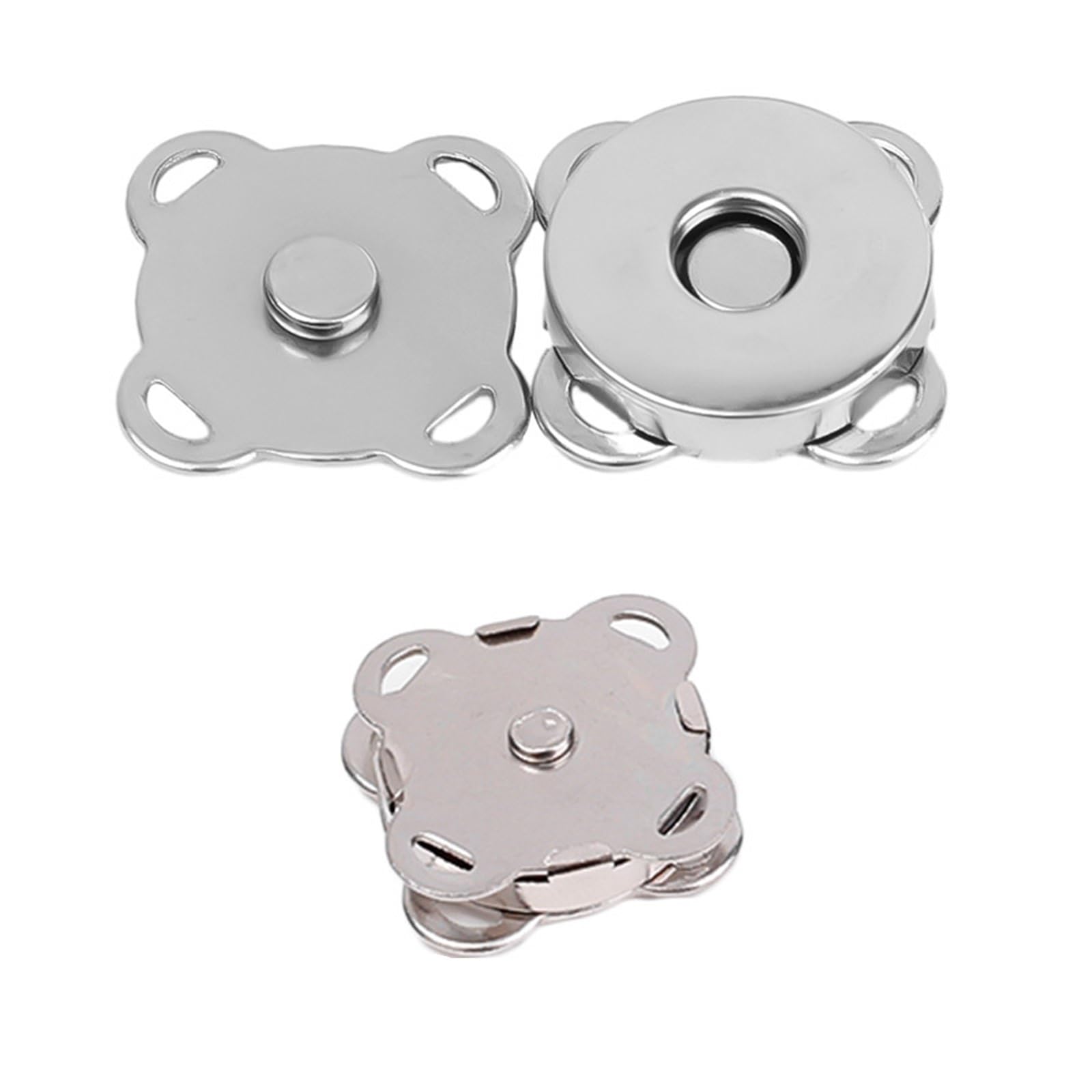 Magnetic Press Studs 1/10Sets Magnetic Snap Button Metal Invisible Sew on Lock Clasps Fasteners for Purse Bags DIY Accessories(Sliver - 14mm,1pc)