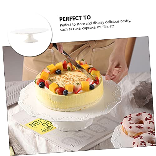 Happyyami 1Pc Embossed Cake Stand Navideños Cookie Tray Table Grill Cake Display Ceramic Cake Ceramic Dessert Holder Fruit Cake Holder Cake Storage Rack Decorative Baking Holder Snack #TOP6