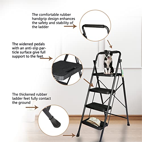 Liguvcy 4 Step Ladder, With Anti-Slip Rubber Feet And Wide Plastic Pedal，Portable Step Stools For Household, Kitchen, Office 330Lbs #TOP1