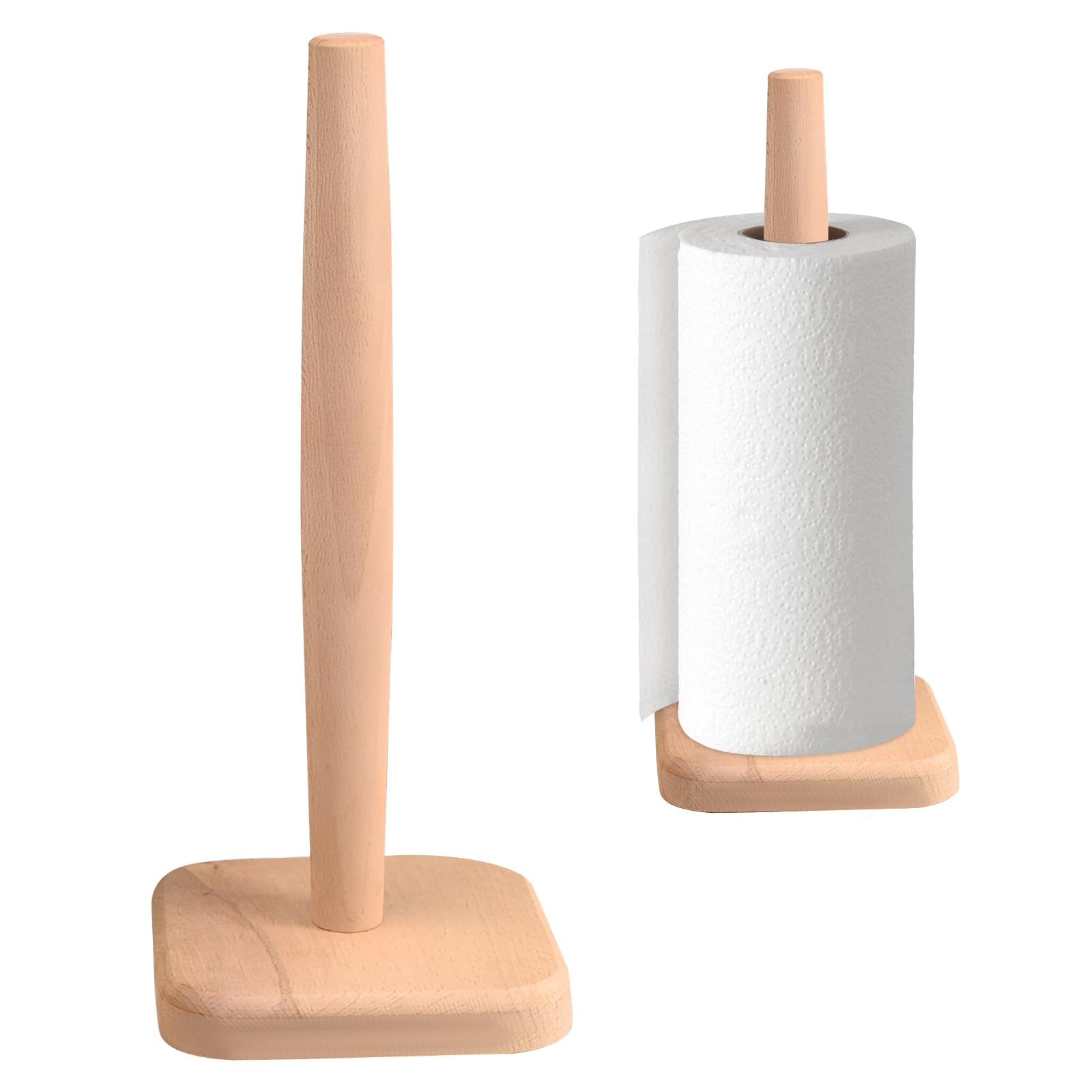 Wooden Kitchen Roll Holder, Paper Towel Stand Free Standing