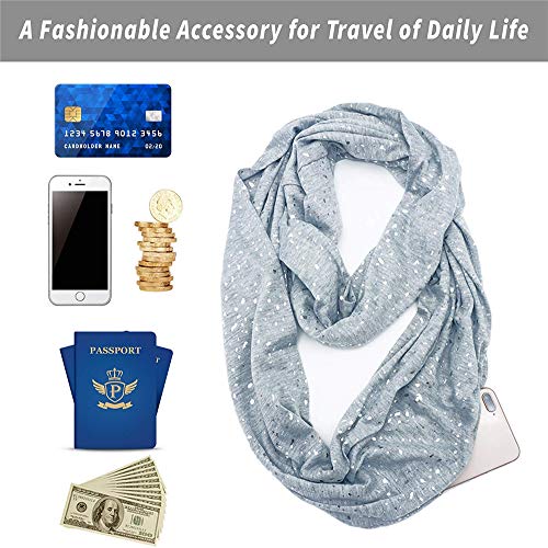 Ulalaza Infinity Scarf with Hidden Zipper Pocket Lightweight Travel Wrap for Women Girls4