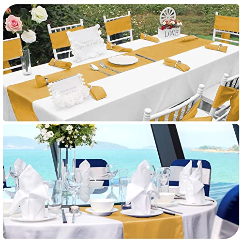 20 Pack Gold Satin Table Runner 12 X 108 Inch Long Premium Table Runners,For Wedding Party Events Decoration,Birthday Parties, Banquets Decorations,Graduations, Engagements #TOP5