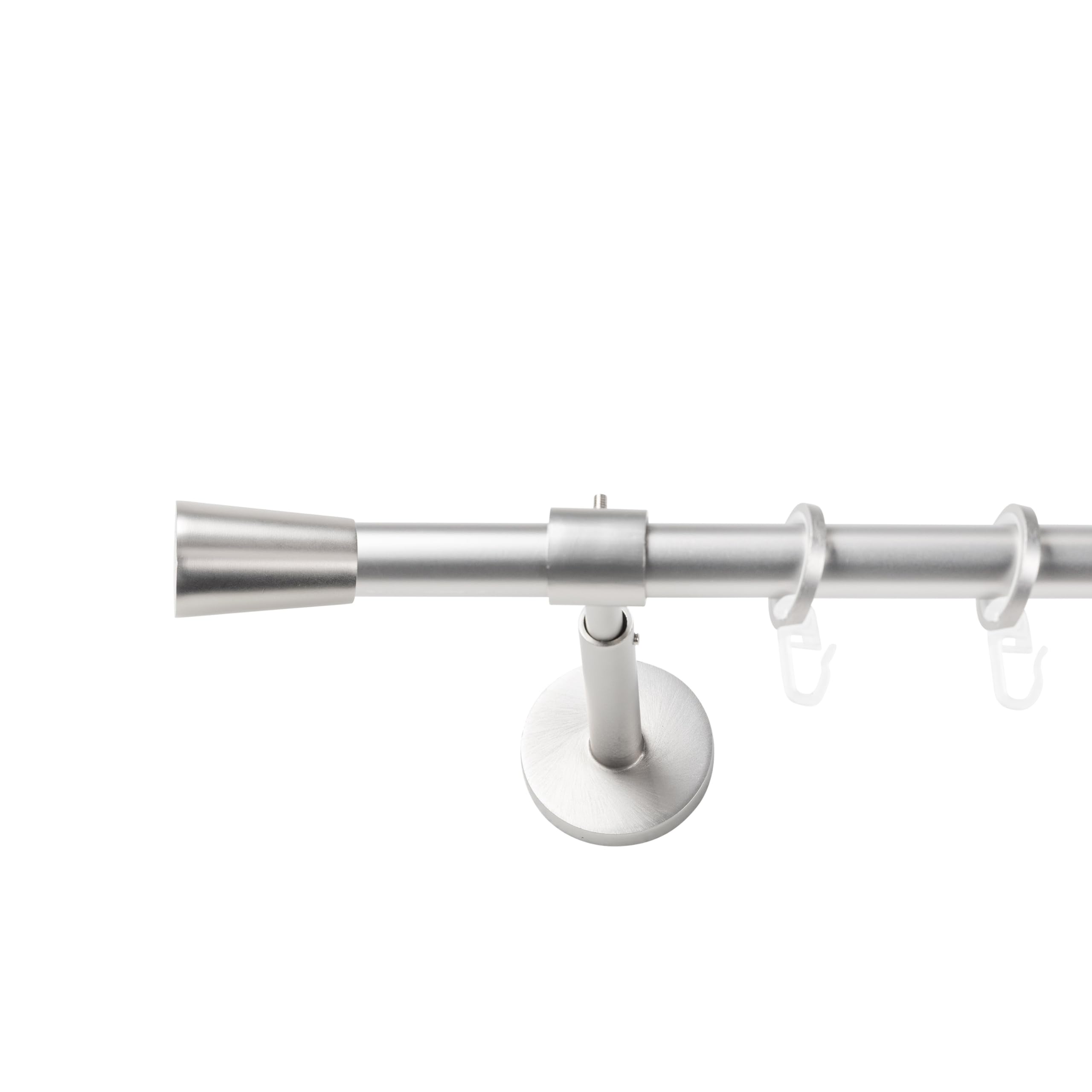 SN Deco Gardinenstange Nizza, 360 cm, Ø19 mm, 1-läufig Stahl Komplett-Set mit Ringen geschlossener Träger, chrom matt