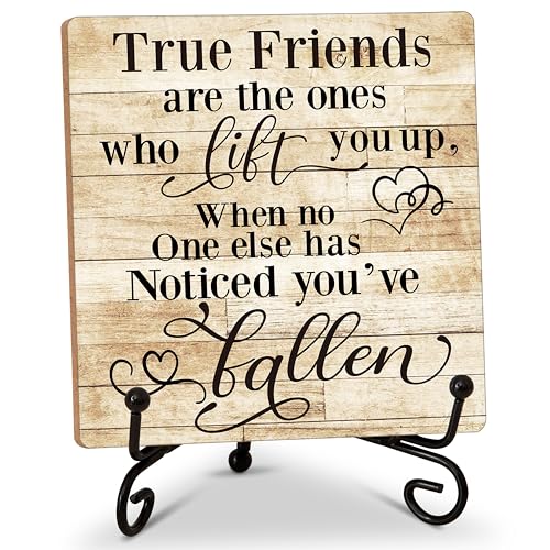Friendship Quotes Desk Decor Gifts for Women Best Friends, True Friends Are The Ones Who Lift You Up...