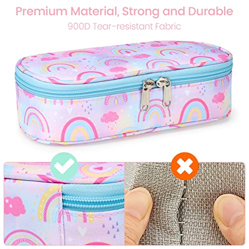 Image of Cambond Cute Pencil Case for Girls - Big Capacity Pencil Cases for Kids, Large Storage Pencil Pouch for School, Pencil Case Only, Purple Rainbow