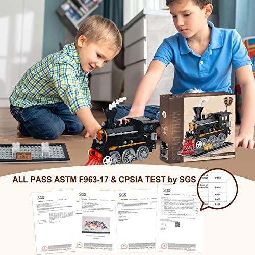 Brick Story Train Building Toys, Classic Steam Train, Creator Locomotive Model, Retro City Train Set, Creative Construction Brick For Kids Boys 6-12 246 Pieces #TOP5