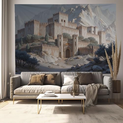 Drappo da parete château dans le désert tissu gris de salon