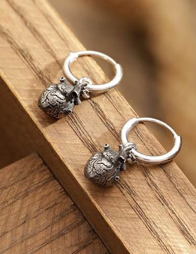 Pendientes corazón anatómico góticos para hombre mujer 4