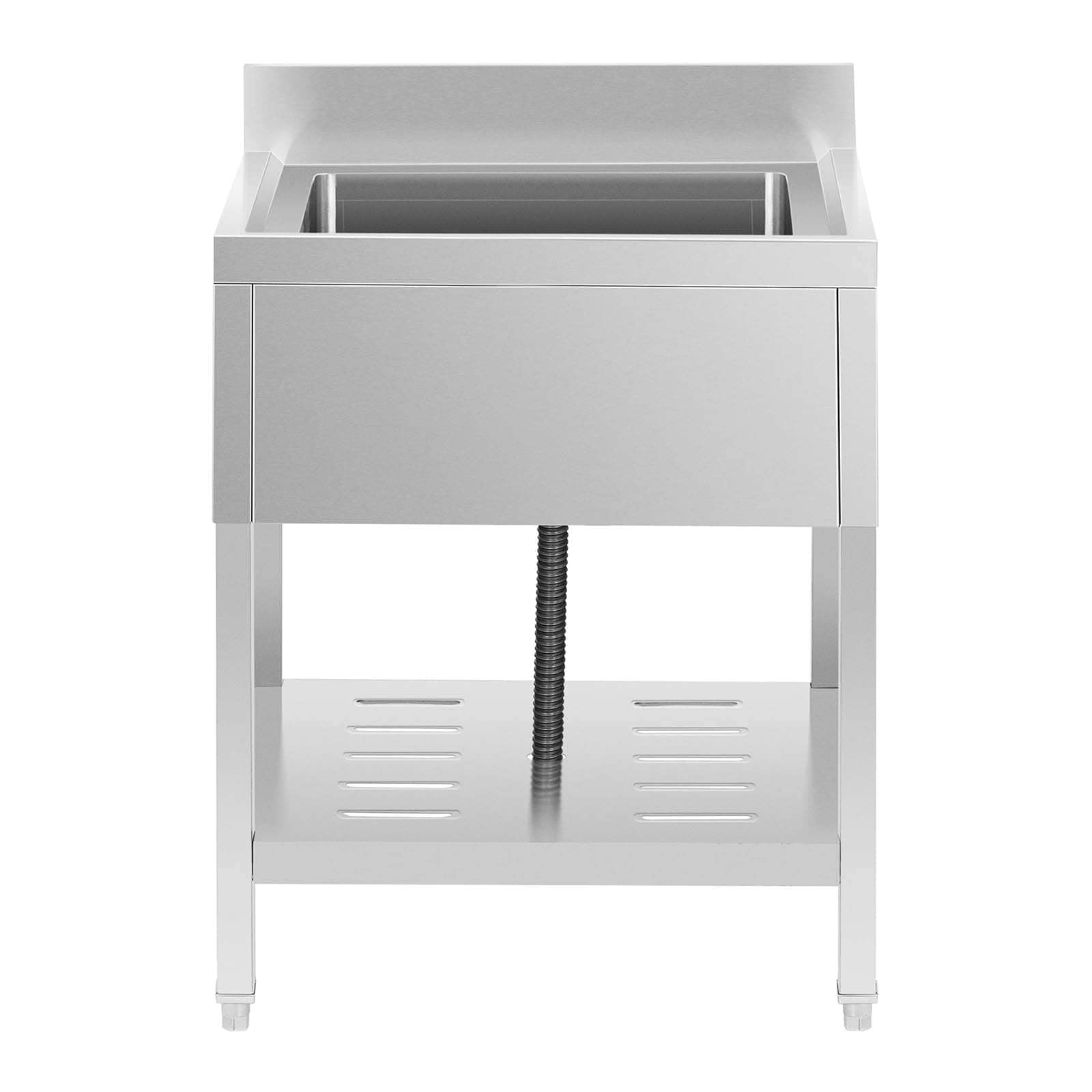 Royal Catering Fregadero Industrial de Cocina con Gran Capacidad RCSSS-70X70-S (Acero inoxidable, Dimensiones del mueble: 70 x 70 cm, 1 cubeta de 50 x 50 x 25,5 cm)