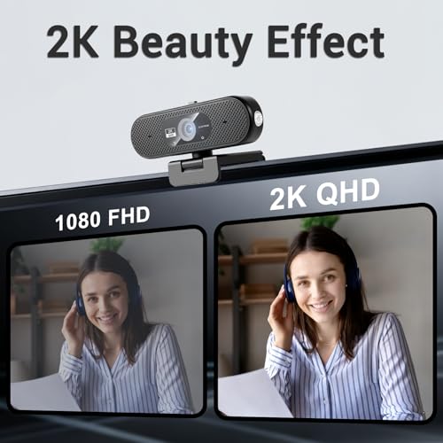 Hprosper 2K HD Wide Angle Webcam with Microphone, Computer Monitor USB Zoom Video Camera External Web Cam for Streaming, Pc, Laptop, Desktop, Mac, Video Conference, Streaming Camera for Gaming - Image 4