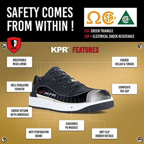 KPR Safety I886 Men's ASTM Approved Athletic Safety Work Shoes Composite Toe Waterproof Nubuck Leather Antislip ESR Wide Width2